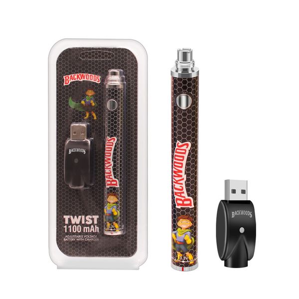 Ck BackWoods batterie torsion batterie 3.3 V-4.8 V tension réglable 1100 mah Usb chargeur stylo préchauffer la batterie avec boîte