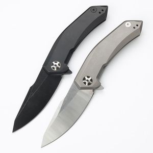 CK0095 High End Flipper Couteau S35VN Satin / Titane noir enduit Blade TC4 Titanium Alloy Handle Outdoor Camping Pêche Boule de pêche Roueur Fast Open EDC POCKE