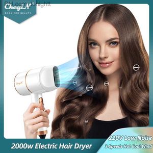 CkeyiN 2000W Sèche-cheveux électrique à faible bruit Sèche-cheveux domestique de taille mini avec buse de collecte d'air 3 vitesses du vent 220V Q230828
