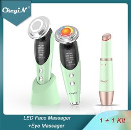 Ckeyin Green Face Machine de beauté 7in1 EMS LED Light Repose des rides serrissements de cutané chauffée masseur pour les yeux Batche 5 2202161048782