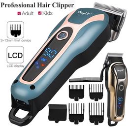 CKYEIN LCD Professional Hair Clipper Barbier Barby Barby Beard Tondeuse électrique Machine de découpe rechargeable électrique Cordon sans fil adulte 220216