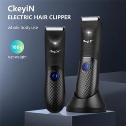 Ckeyin Professional Hair Crimmer Electric Clipper con LED Light Men Groin Ball Haircut Shaver recargable para todo el cuerpo 240516