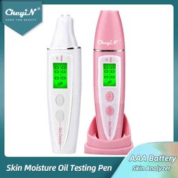 Ckeyin Skin Analyzer Smart Water Oil Tester AAA Battery LCD Display Facial Moisture Meter Fluorescent Detector 220520