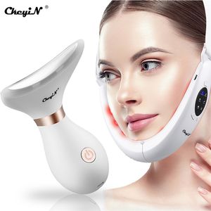 CkeyiN V Shaped Liting Device Minceur Visage Serrage Machine Red Light Therapy Cou EMS Masseur Enlèvement Double Menton 211231