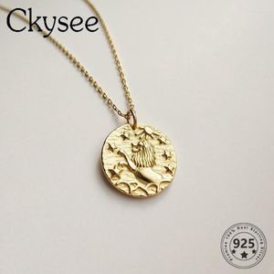 Ckysee Design 925 Sterling Silver Necklace Golden Relief Constellationpendant voor Fashion Women Vriendin Jewel Chains Morr22