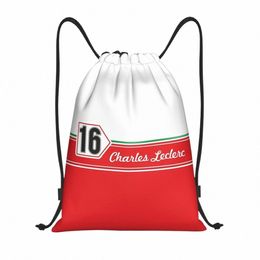 Cl Charles Leclerc 16 Sac à cordon Hommes Femmes Portable Sport Gym Sackpack Sport Car Racing Formation Stockage Sacs à dos V0yo #