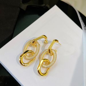 Cl -oorbellen voor vrouwelijke merkontwerper Officiële reproducties Gold vergulde 18K 925 Zilver hoogste aanrechtskwaliteit diamant voortreffelijk geschenk 011