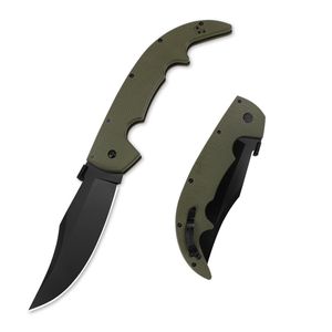 CL Grand couteau pliant de survie AUS-10A Stone Wash / Lame noire G10 Poignée Camping en plein air Randonnée Couteaux de dossier tactiques avec boîte de vente au détail