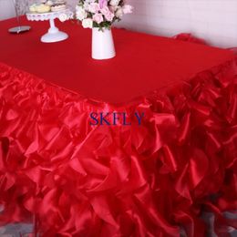 CL010GK 11FT jupe de table de mariage rapide à volants rouge bleu rose noir blush vert organza saule bouclé 240315
