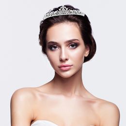 Claasic Bridal Wedding Hair Accessoires Zilver Kleur Kristal Tiaras Crown Princess Queen Prom Diadeem Headpiece sieraden