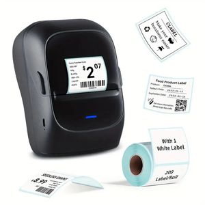 CLABEL Label Maker 203DPI, 230B Imprimante d'étiquettes à codes-barres portable pour adresse, vêtements, vente au détail, bijoux, QR, code, petite entreprise