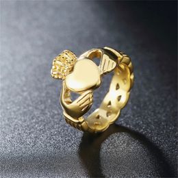 Claddagh roestvrijstalen ring Keltische Ierse traditionele stijl goud zilver kleur voor dames en heren koningin van hoort handen kroon 240313