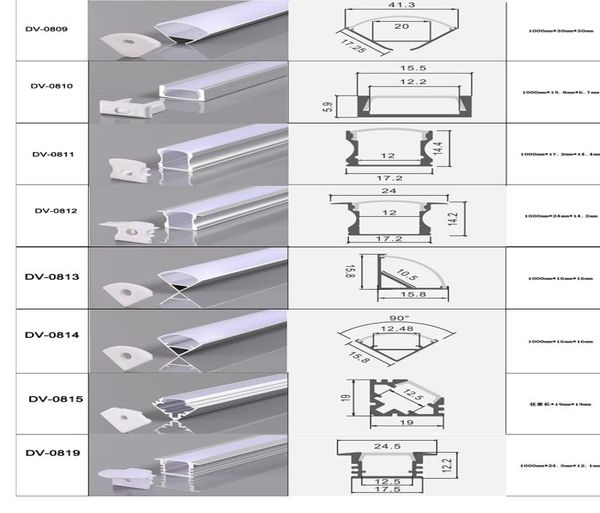 CLAITE 50 cm U V YW soporte de canal de aluminio de tres estilos para barra de luces LED debajo de la lámpara del gabinete cocina 18 cm de ancho 6106786