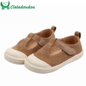 Claladoudou 11.5-15.5cm Marque tissu garçons filles enfant en bas âge chaussures gris kaki filles baskets petite fille chaussures enfants sangle chaussures de sport 210308