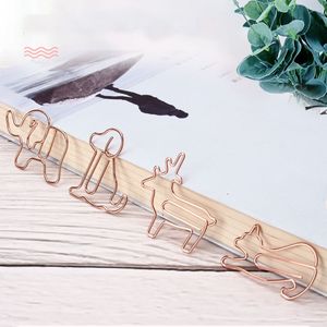 Clamp 200pcs Rose Gold Clips animaux mignons Elephant Dog Cat Creative Metal en forme de bureau Accessoires Kawaii Stationery 221130