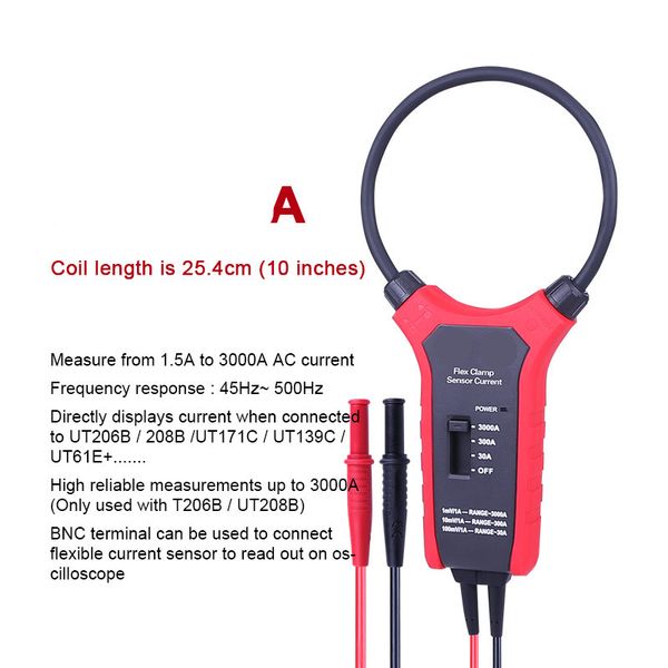 Metas de abrazadera 3000A AMMETER FLEXIBLE Osciloscopio / Sonda de corriente multímetro