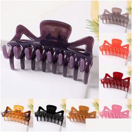 Pinces Coréen Grande Taille Griffes De Cheveux Élégant Solide En Plastique Géométrique Épingles À Cheveux Barrette Clip Accessoires Drop Delivery Bijoux Hairjewelr Dhzp6