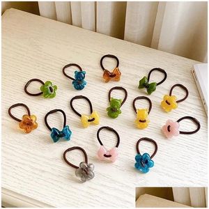 Pinces Coréen Mignon Mtiple Translucide Colorf Noeud Noeud Fleur Ours Pendentif Charme Haute Élastique Headrope Bande De Cheveux Accessoires Dhgarden Dhfee