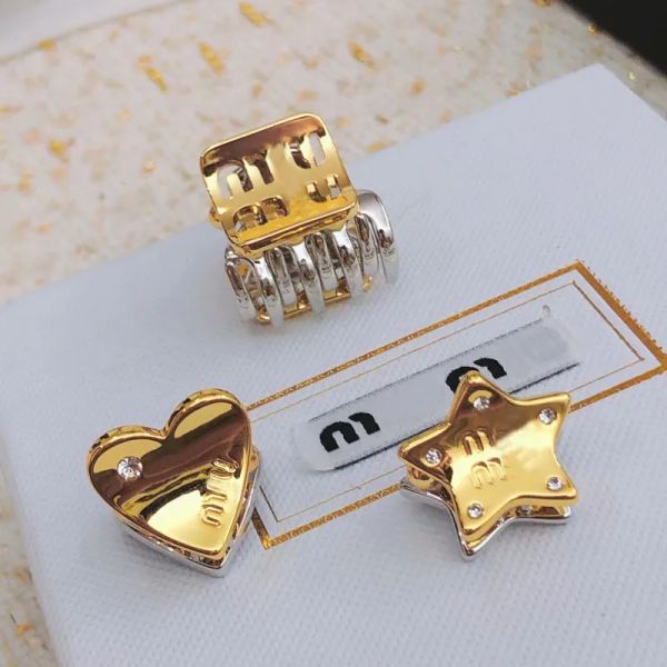 CLAMPS LUXURY M Brand Love Heart Lindo Star Diseñador Clamps Central de cabello Pins Barrettes Letras de personalidad de Silver Gold Hairlips