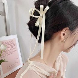 Klemmen YHJ Ballet Style Hair Claw Korean Ribbon Tie Bow Flowers Trendy Hair Clips Sweet Grab Clip voor meisjeshaaraccessoires voor vrouwen Y240425