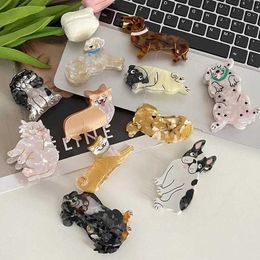 Cramps Yhj Cartoon Animal Acetate Claws Clips Migne Pet Pet Dog Crab Clip pour filles Clipt Coiffe Coiffure Claw Claw Hair Accessoires pour femmes Y240425