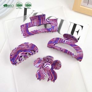 Crampes Yhj French Vintage Plaid Hair Claw Large Claw Claw Clips Purple Clips Simple Crab Coil Coil Accessoires pour femmes Girls Y240425