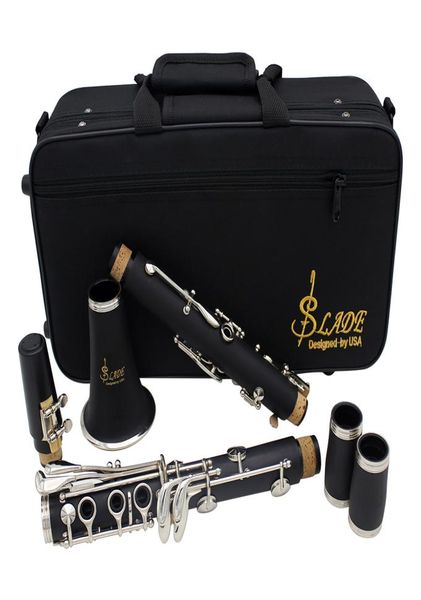 Clarinette ABS 17 CLÉ BB BB FLAT SOPRANO Clarinette binoculaire avec gants de tissu de nettoyage 10 roseaux Case de tournevis Instrument à vent 4436016