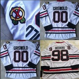 Maillot de hockey de vacances de Noël de Clark Griswold 00 National Lampoon Hommes Enfants Jeunes 98 Maillot de hockey Connor Bedard 100% cousu