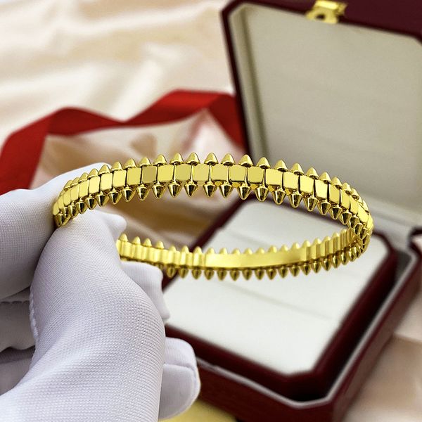 Choque pulsera brazalete de oro joyería de diseño mujer hombres 18K oro rosa plateado bala giratoria joyerías de acero inoxidable diseñadores mujer hombre regalo tamaño 17