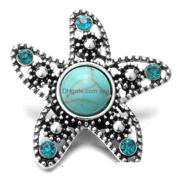 Cierres Ganchos Big Snap Joyería Estrella de mar Tortuga Turquesa 18Mm Botones Para broches Pulsera Collar Entrega de gota Hallazgos Componente Dhagr