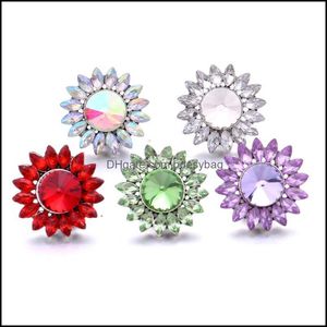 Klemt haken heldere strass bevestigen 18 mm snap knop zonnebloem clasp metalen zonnebloem charmes voor snaps sieraden vinden bdesybag dhvnx