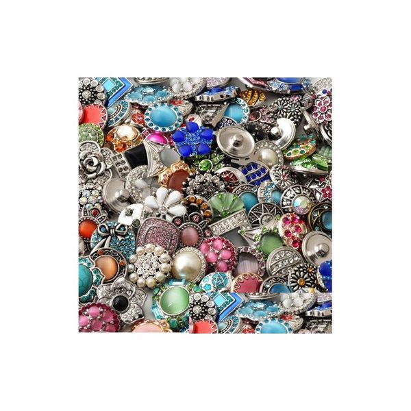 Fermoirs Crochets Mode 50Pcs / Lot Mélanger De Nombreux Styles De Strass Fermoirs En Métal Charme 18Mm Bouton Pression Bracelet Pour Femmes Bijoux De Bricolage Cadeaux D Dhtnc