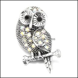 Fermoirs Crochets Bijoux Composants Strass Chunk Owl 18Mm Snap Button Zircon Charms Bk Pour Snaps Diy Fournisseurs Gift Drop Delivery