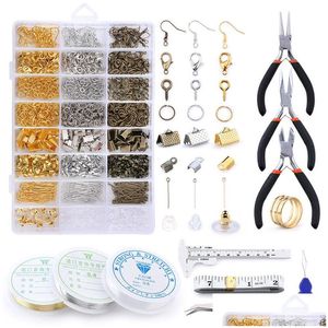 Fermoirs Crochets Résultats de Bijoux Ensemble Outils Pinces Fermoirs Crochets Accessoires Fil de Cuivre Ouvert Anneaux Boucle D'oreille Crochet Fabrication Fournitures Kit Dh1Qj