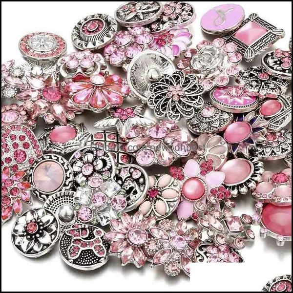 Fermoirs Crochets Noosa Pink Ginger Snap Button Fermoirs Bijoux Résultats Crystal Chunks Charms 18Mm Metal Snaps Buttons Fait Dhseller2010 Dhstd