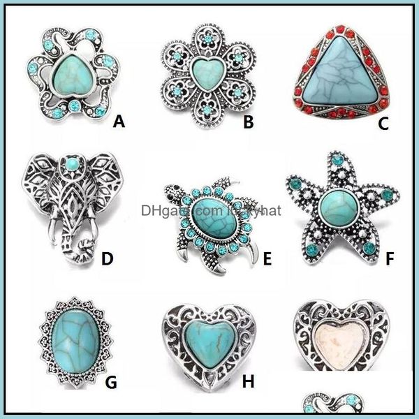 Fermoirs Crochets Noosa Tortue Forme Gingembre Snap Morceaux Turquoise Pierre Étoile De Mer 18Mm Boutons Bracelet À Faire Soi Bijoux Cadeau D Dhseller2010 Dh7C3