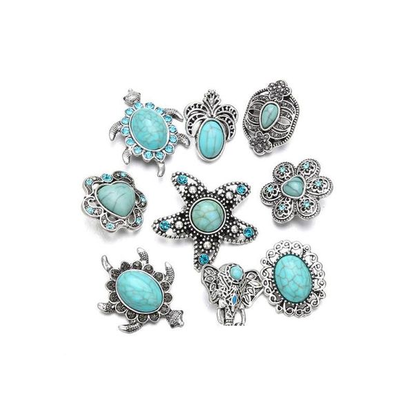 Fermoirs Crochets Noosa Turquoise Pierre Gingembre Snap Chunks Tortue Étoile De Mer 18Mm Boutons Bracelet Diy Bijoux Cadeau Drop Delivery Findi Dhvol