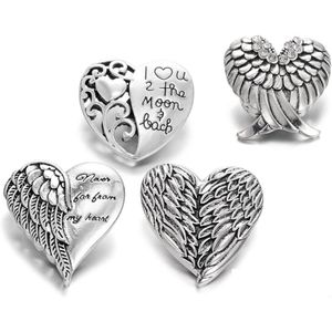 Clasps Hooks Noosa Wings Heart Ginger Snap Je t'aime à la lune et aux morceaux de dos 18 mm