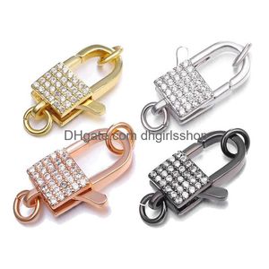 Clasps Hooks Riversr CZ Micro Pave Lobster blanc rose rose jaune pistolet noir Connexion Connexion Spring Backle DIY Bijoux Faire Suppli DHQ3Y