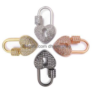 Sluitingen Haken Riversr Cz Micro Pave Schroef Wit Roze Geel Pistool Zwart Slotvorm Koperen Zirkoon Hanger Connectors Diy Sieraden Bevindingen Dh1Cu