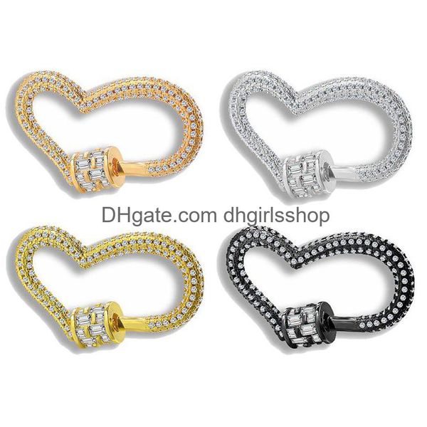 Cierres Ganchos Riversr Cz Micro Pave Tornillo Blanco Rosa Amarillo Pistola Negro Corazón Cobre Zircon DIY Resultados de joyería Venta al por mayor Entrega de gotas DHDCZ