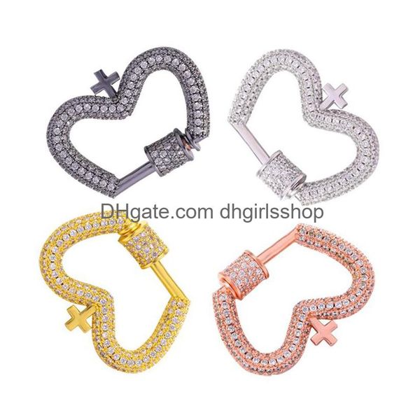 Classe de ferme Riversr CZ Micro Pave Vis blanc rose rose pistolet noir croix mi-pêche en cuivre zircon pendant connecteurs bricolage bijoux f dhac8