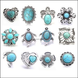 Klemt haken turquoise kristal schildpad bloem snap knoppen gespammen passende diy 18 mm snaps knop bracelet nekla dhseller2010 dhb4t