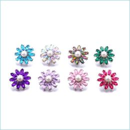 Fermoirs Crochets Variétés Strass Fleur Chunk Fermoir 18Mm Bouton Pression Ovale Zircon Griffe Charmes BK Pour Snaps Bijoux De Bricolage Résultats Su Dhdaa