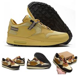 Classic 1 TS x Fragment Running Shoes US 12 Crepe Hemp Dirty Denim Airmx Safari Patta White Obsidian 1s Sneakers Airsmax Mujer Hombre Zapatillas Sports Tour Yellow g02
