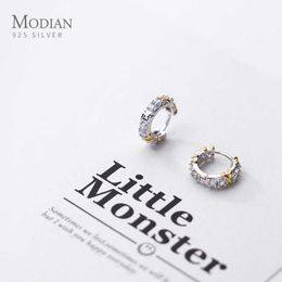 Classique 100% 925 Sterling Silver Cubic Zirconia Hoop Boucles d'oreilles pour les femmes Tiny Ear Hoops Fashion Wedding Statement Jewelry 210707