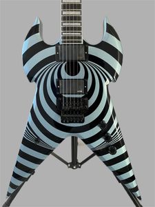 Guitare électrique chinoise OEM volante style V, métal bleu, système de trémolo duplex, audio de guitare zakk wylde