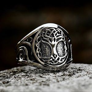 Classic 14K Gold Tree of Life Signet Ring pour hommes Faits Fashion Viking Amulet Anneaux Nordic Jewelry Gift