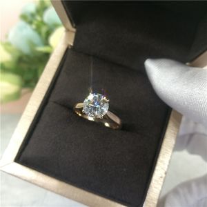 Classique 14K Rose Gold Moissanite Ring Round Cut Lab Diamond Engagement Anniversaire de mariage pour les femmes