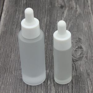 Klassieke 15ml 30ml frost fles heldere glazen druppelaar oog etherische olie serumflessen met witte dop Dpgrt